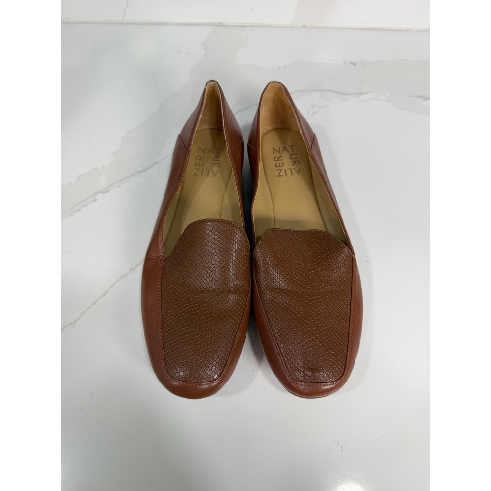 Naturalizer Brown Leather Snakeskin Embossed Loafers Flats Shoes Womens 7M